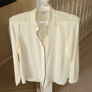 LOFT white button up long sleeve white shirt XS